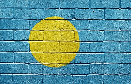 旗帜,帕劳,砖墙