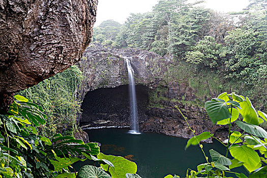 彩虹瀑布,瀑布,靠近,夏威夷大岛,夏威夷,美国