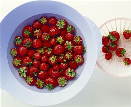 新鲜,草莓,盘子