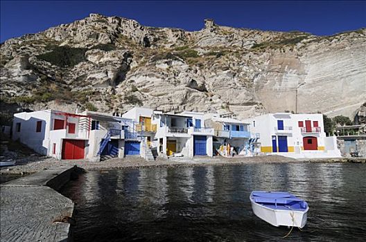 彩色,房子,旁侧,海洋,渔村,基克拉迪群岛,岛屿,希腊,欧洲