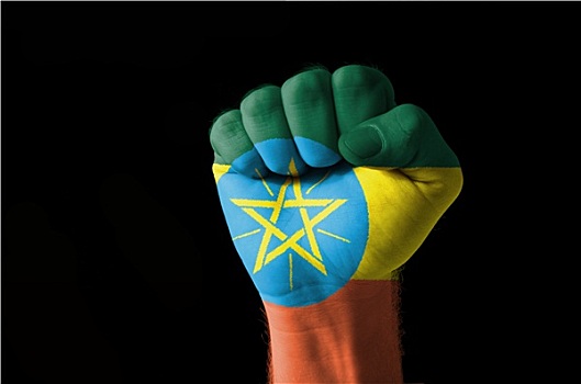 拳头,涂绘,彩色,埃塞俄比亚,旗帜