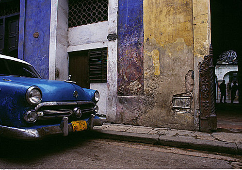古董车,停放,街上,哈瓦那,古巴