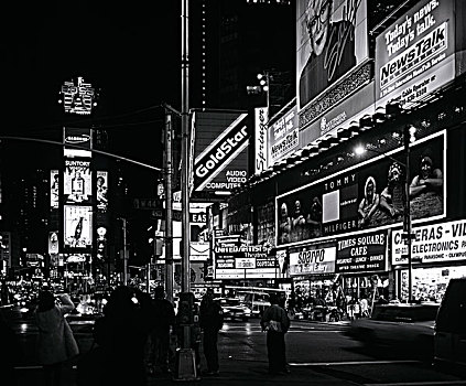 时代广场,夜晚,曼哈顿,纽约,美国