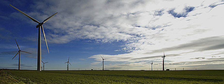 英格兰,东方,约克郡,蓝天,高处,涡轮,风电场