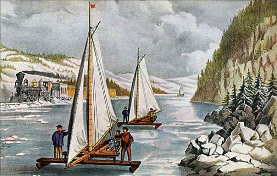 赛船,哈得逊河,19世纪,艺术家