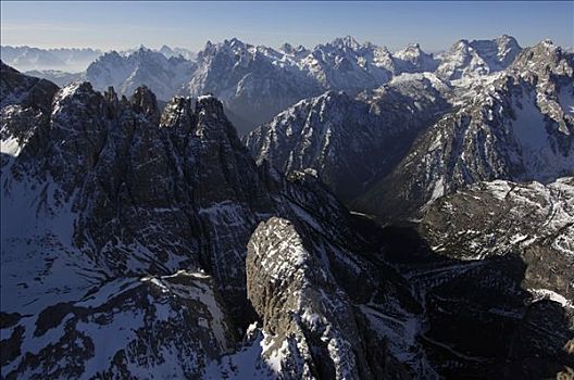 山,直升飞机,山谷,高,多罗迈特,阿尔卑斯山,意大利,欧洲