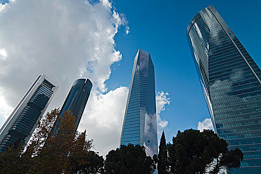 四个,建筑,摩天大楼,马德里
