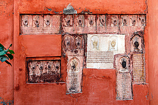 手印,鳏寡,堡垒,城市宫殿,比卡内尔,拉贾斯坦邦,印度,亚洲