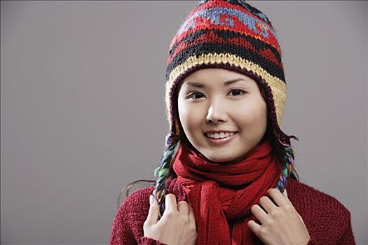 头像,中国人,女人,戴着,编织帽