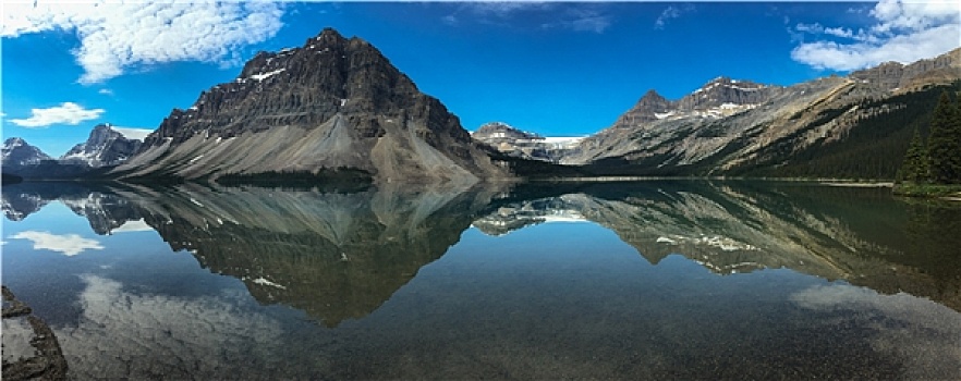 落基山脉,反射,弓湖,班芙国家公园,艾伯塔省,加拿大