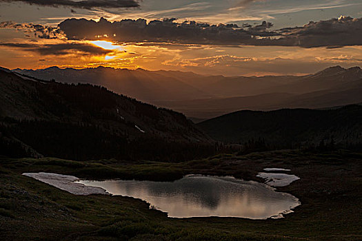 美国,科罗拉多,山脉,日落,山景,画廊