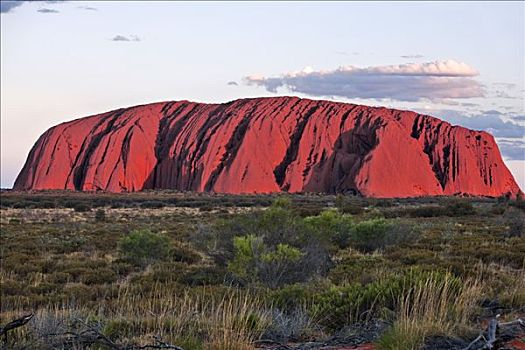 澳大利亚,北领地州,乌卢鲁巨石,石头,巨大,砂岩,岩石构造,一个,自然,象征,改变,彩色,不同