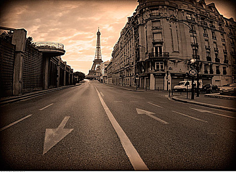 埃菲尔铁塔,街道,巴黎,法国
