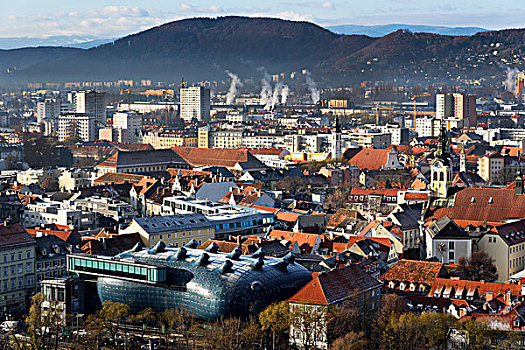 风景,城堡山,城市,格拉茨,施蒂里亚,奥地利,欧洲