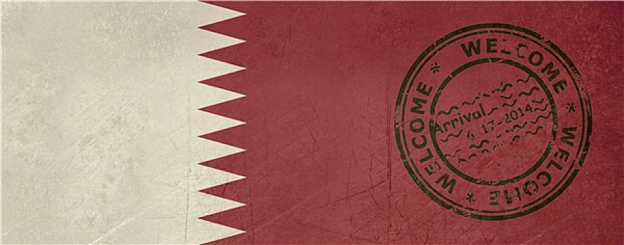 欢迎,卡塔尔,旗帜,护照