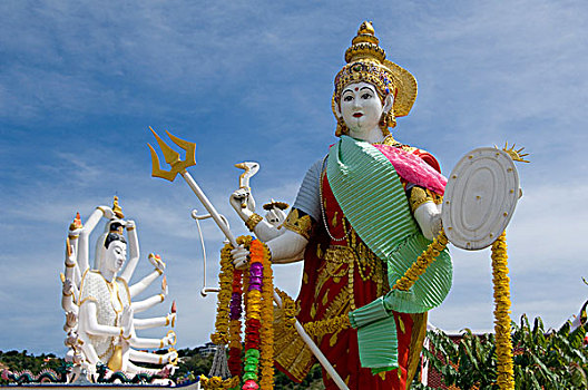 泰国,苏梅岛,寺院,庙宇,佛,雕塑,佛教,仁慈,远景