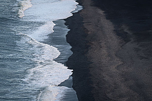 海浪,黑色,海滩,火山岩,戴尔赫拉伊,冰岛,欧洲