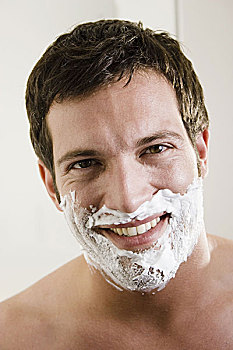 男人,微笑,脸,剃须膏,头像