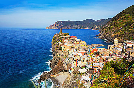 悬崖,渔村,维纳扎,利古里亚,意大利,欧洲