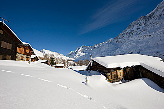 积雪,建筑,瓦莱,局部,世界遗产,瑞士