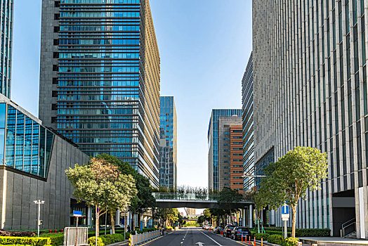 宁波东部新城cbd现代建筑背景和广场街道