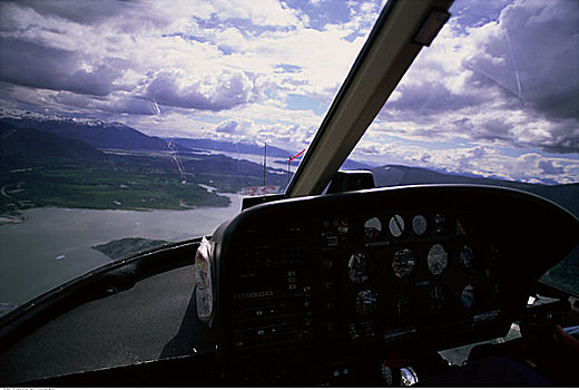 直升飞机,驾驶室,风景,天空,阿拉斯加,美国