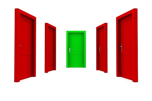 选择,右边,门,红色,绿色