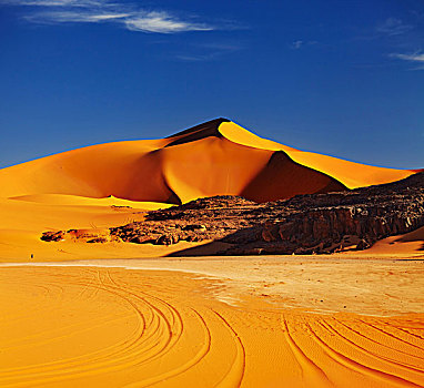 沙丘,撒哈拉沙漠,日落,阿尔及利亚