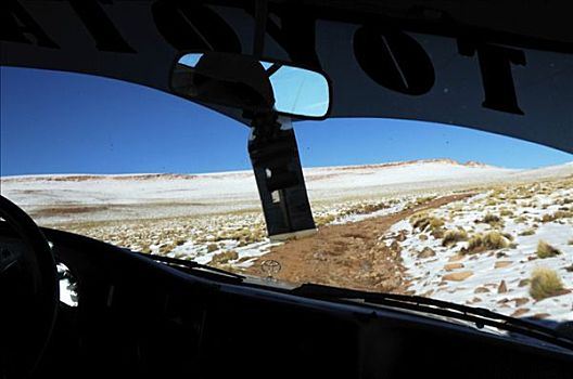 挡风玻璃,吉普车,高原,玻利维亚,南美