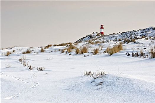灯塔,冬季风景,清单,石荷州,德国