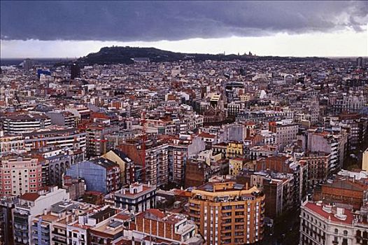 俯拍,城市,巴塞罗那,加泰罗尼亚,西班牙