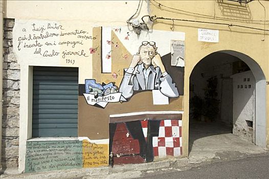 政治,壁画,萨丁尼亚,意大利,欧洲