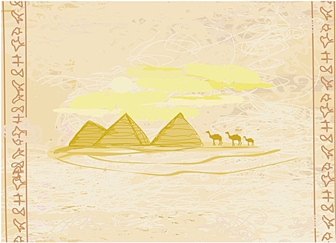 老,纸,金字塔,吉萨金字塔,骆驼