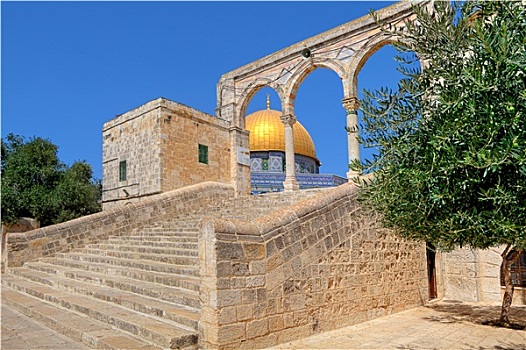 石头,楼梯,著名,圆顶清真寺,清真寺,老城,耶路撒冷,以色列
