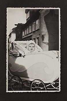 20世纪50年代,照片,婴儿,童车