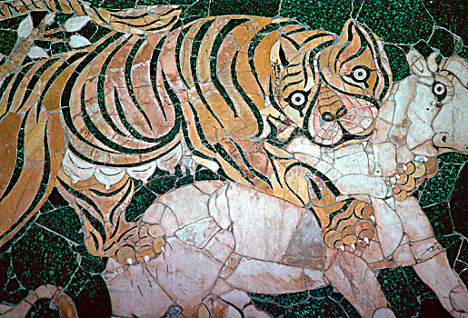 图案,虎,4世纪,艺术家,未知