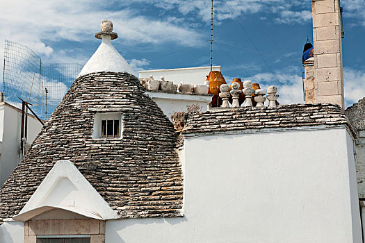 屋顶,锥形石灰板屋顶,房子,阿贝罗贝洛,普利亚区,意大利