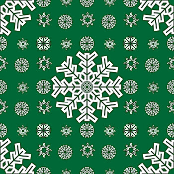 圣诞节,雪花,无缝,绿色背景