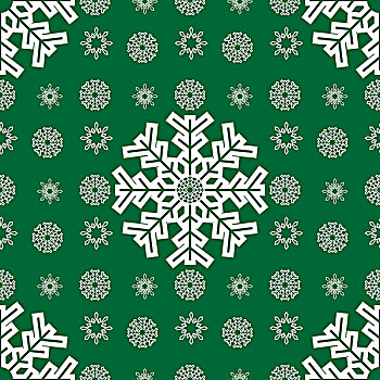 圣誕節,雪花,無縫,綠色背景