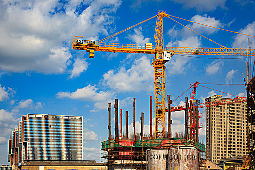 钢结构,蓝天,城市宁波,建设,工地