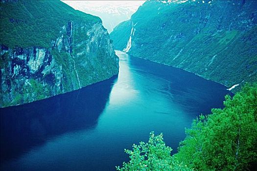 河,通过,山峦,挪威
