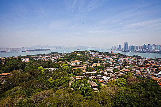 福建,厦门,鼓浪屿,海岛,日光岩,城市,全景,风光,风情,建筑,植被,旅游,游客