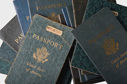 特写,堆积,美洲,护照