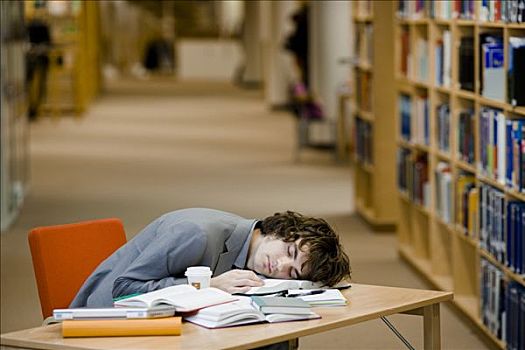学生,睡觉,图书馆,瑞典