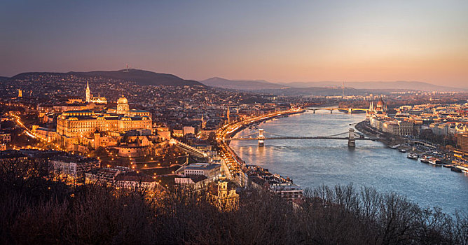 城市,布达佩斯,匈牙利,夜晚,白天