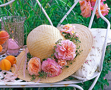 帽子,装饰,花,粉色,玫瑰