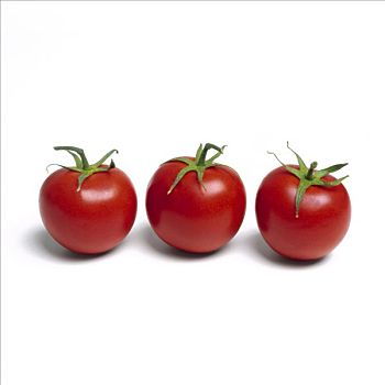 西红柿,茎杆,茎,三个,红色,蔬菜,成熟,餐饮,食物,烹调,健康,白色,背景,圆锥花序,一个,平行