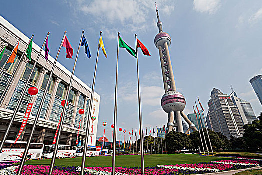 上海浦东陆家嘴的,上海国际会议中心,和,东方明珠电视塔