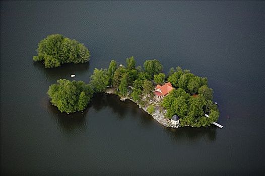 房子,岛屿,湖,瑞典