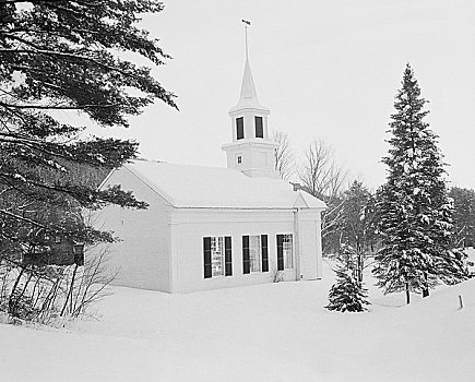 乡村,教堂,冬天